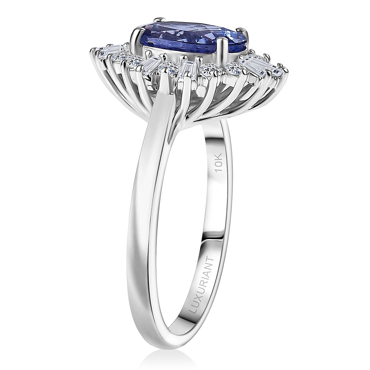 Certified and Appraised AAA Tanzanite and Luxuriant Lab Grown Diamond G-H SI 2.55 ctw Ring in 10K White Gold (Size 10.0)