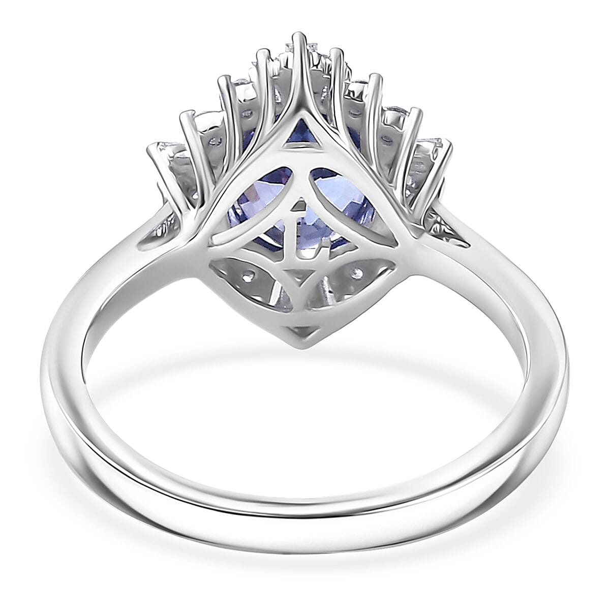 Doorbuster Certified and Appraised AAA Tanzanite and Luxuriant Lab Grown Diamond G-H SI 2.55 ctw Ring in 10K White Gold (Size 10.0) image number 4