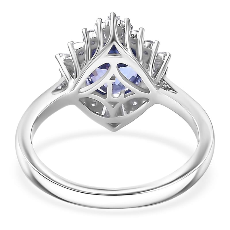 Certified and Appraised AAA Tanzanite and Luxuriant Lab Grown Diamond G-H SI 2.55 ctw Ring in 10K White Gold (Size 10.0)