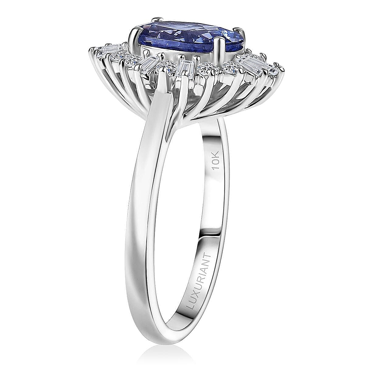  Certified and Appraised AAA Tanzanite and Luxuriant Lab Grown Diamond G-H SI 2.55 ctw Ring in 10K White Gold (Size 8.5) image number 3