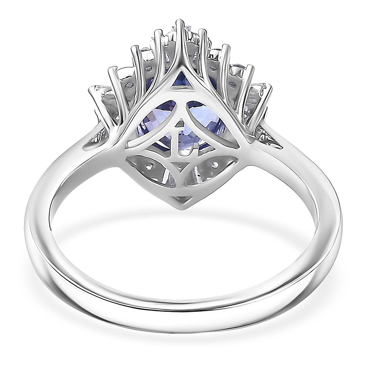  Certified and Appraised AAA Tanzanite and Luxuriant Lab Grown Diamond G-H SI 2.55 ctw Ring in 10K White Gold (Size 8.5) image number 4