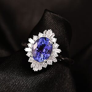  Certified and Appraised AAA Tanzanite and Luxuriant Lab Grown Diamond G-H SI 2.55 ctw Ring in 10K White Gold (Size 9.5)
