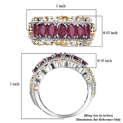 EverTrue Niassa Ruby (FF) 2.50 ctw Cluster Ring in 18K Yellow Gold Plated and Platinum Bond (Size 6.0)