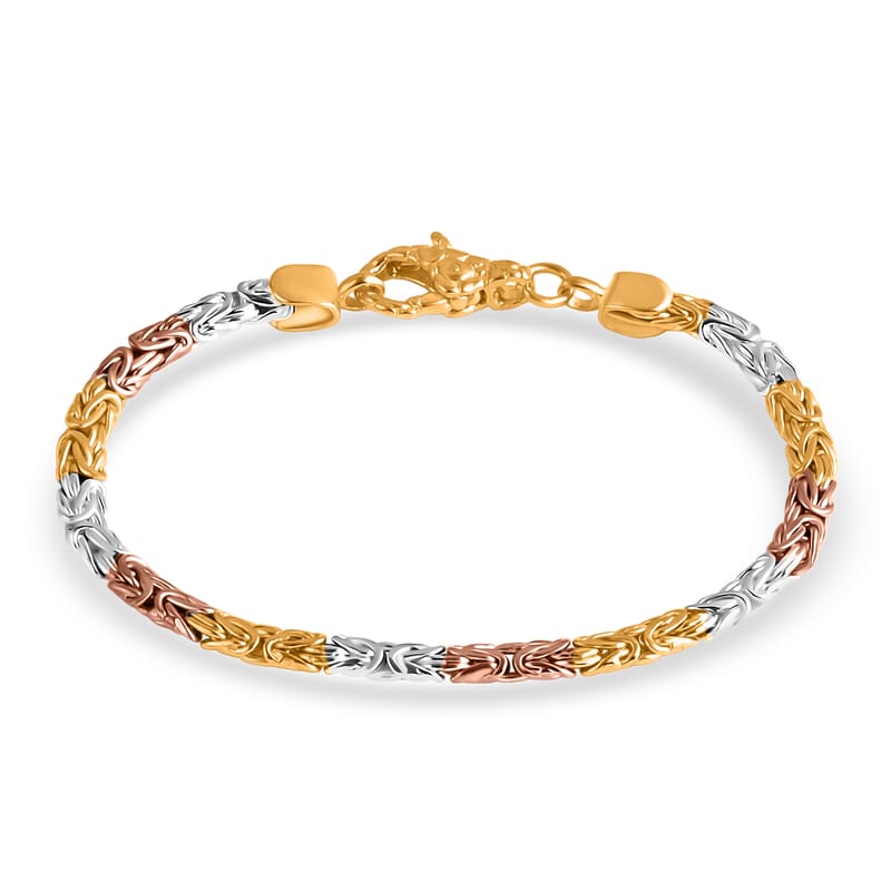 D'Joy Bali Legacy Byzantine Chain Bracelet in 18K Vermeil YRG Over and Sterling Silver (7.25 In) 11.40 Grams