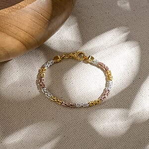 D'Joy Bali Legacy Byzantine Chain Bracelet in 18K Vermeil YRG Over and Sterling Silver (7.25 In) 11.40 Grams