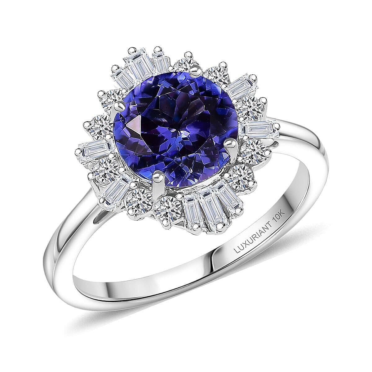 Certified & Appraised 10K White Gold AAA Tanzanite, Luxuriant Lab Grown Diamond (G-H, SI) (0.50 cts) Ring (Size 10.5) 2.70 ctw image number 0