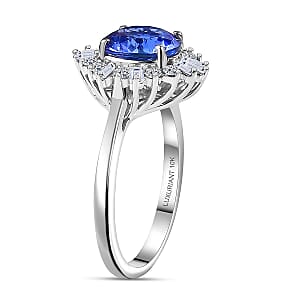 Certified & Appraised 10K White Gold AAA Tanzanite, Luxuriant Lab Grown Diamond (G-H, SI) (0.50 cts) Ring (Size 11.0) 2.70 ctw