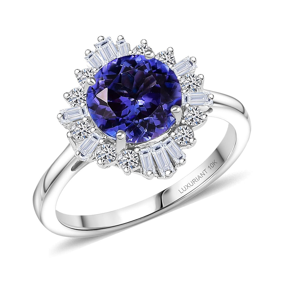  Certified and Appraised AAA Tanzanite and Luxuriant Lab Grown Diamond G-H SI 2.70 ctw Ring in 10K White Gold (Size 6.0) image number 0