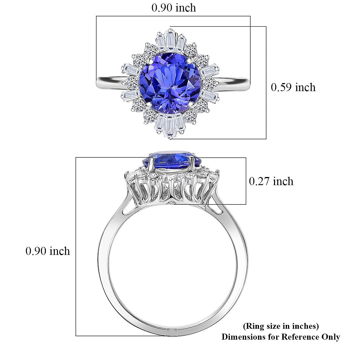  Certified and Appraised AAA Tanzanite and Luxuriant Lab Grown Diamond G-H SI 2.70 ctw Ring in 10K White Gold (Size 8.0) image number 5