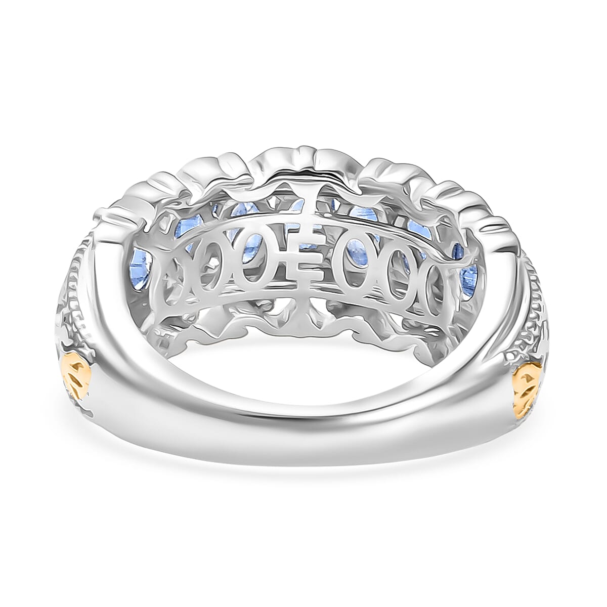 EverTrue Kashmir Kyanite 2.10 ctw Cluster Ring in 18K Yellow Gold Plated and Platinum Bond (Size 11.0) image number 4