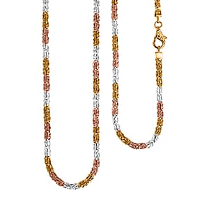 D'Joy Bali Legacy Byzantine Chain Necklace in 18K Vermeil YRG Over and Sterling Silver 28.50 Grams 20 Inches