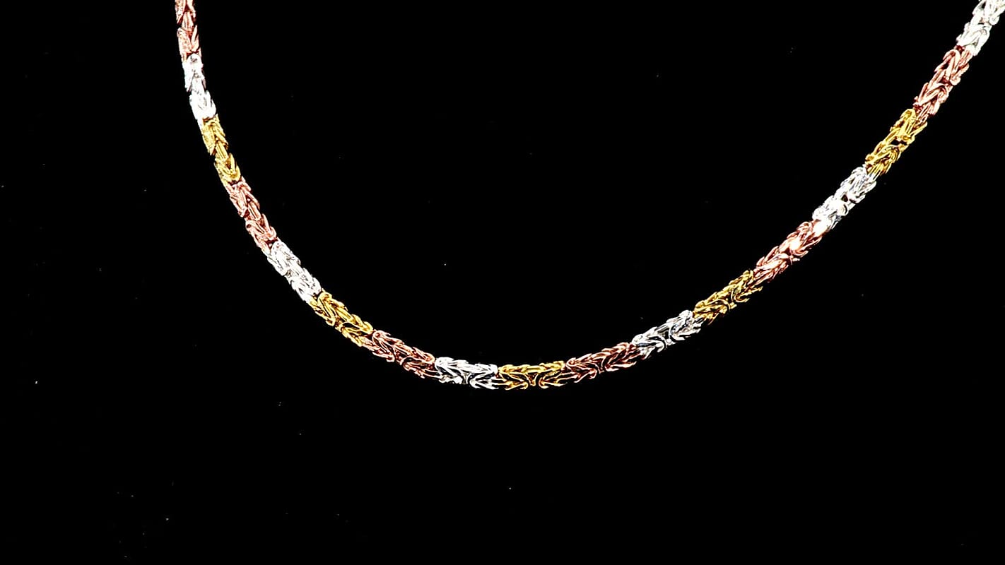 D'Joy Bali Legacy Byzantine Chain Necklace in 18K Vermeil YRG Over and Sterling Silver 28.50 Grams 20 Inches
