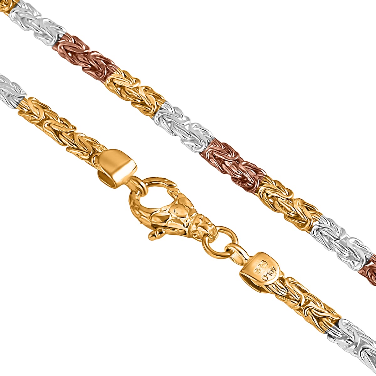 D'Joy Bali Legacy Byzantine Chain Necklace in 18K Vermeil YRG Over and Sterling Silver 28.50 Grams 20 Inches image number 3