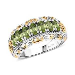 EverTrue Arizona Peridot 1.65 ctw Cluster Ring in 18K Yellow Gold Plated and Platinum Bond (Size 10.0)