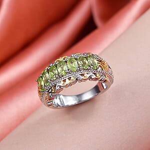 EverTrue Arizona Peridot 1.65 ctw Cluster Ring in 18K Yellow Gold Plated and Platinum Bond (Size 8.0)