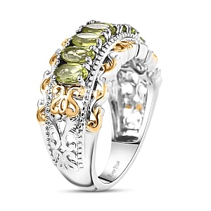 EverTrue Arizona Peridot 1.65 ctw Cluster Ring in 18K Yellow Gold Plated and Platinum Bond (Size 9.0)