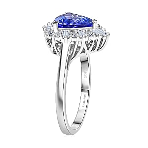 Certified & Appraised AAA Tanzanite, Lab Grown Diamond Ballerina Ring in 10K White Gold 2.56 ctw (Size 11.0)