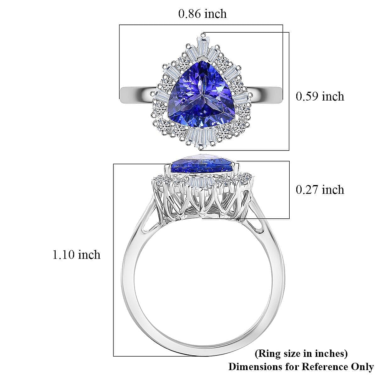 Certified & Appraised AAA Tanzanite, Lab Grown Diamond Ballerina Ring in 10K White Gold 2.56 ctw (Size 11.5) image number 5