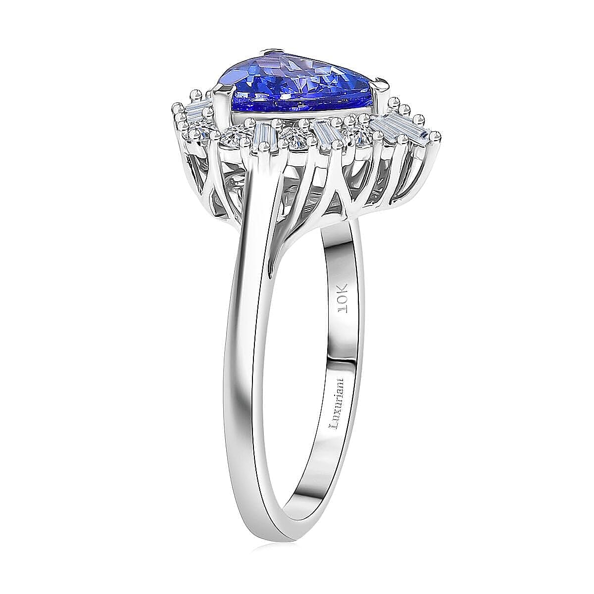 Doorbuster Certified and Appraised AAA Tanzanite and Luxuriant Lab Grown Diamond G-H SI 2.65 ctw Ring in 10K White Gold (Size 12.0) image number 3