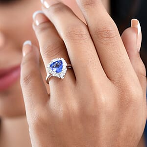 Certified & Appraised AAA Tanzanite, Lab Grown Diamond Ballerina Ring in 10K White Gold 2.56 ctw (Size 6.0)