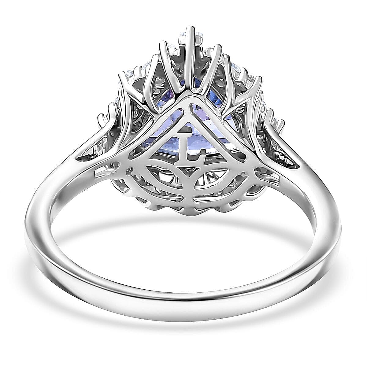 Certified & Appraised AAA Tanzanite and Luxuriant Lab Grown Diamond G-H SI 2.65 ctw Ballerina Ring in 10K White Gold (Size 9.0) image number 4