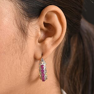 EverTrue Niassa Ruby (FF) 2.50 ctw Hoop Earrings in 18K YG Plated and Platinum Bond