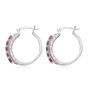 EverTrue Niassa Ruby (FF) 2.50 ctw Hoop Earrings in 18K YG Plated and Platinum Bond
