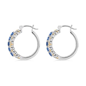 EverTrue Kashmir Kyanite 2.60 ctw Hoop Earrings in 18K Yellow Gold Plated and Platinum Bond