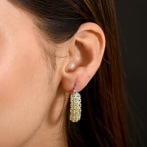 EverTrue Arizona Peridot Hoop Earrings in 18K Yellow Gold Plated and Platinum Bond 1.90 ctw