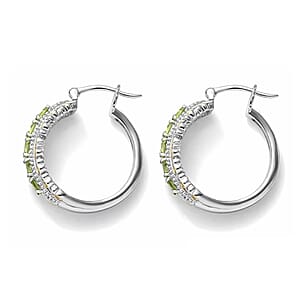 EverTrue Arizona Peridot Hoop Earrings in 18K Yellow Gold Plated and Platinum Bond 1.90 ctw
