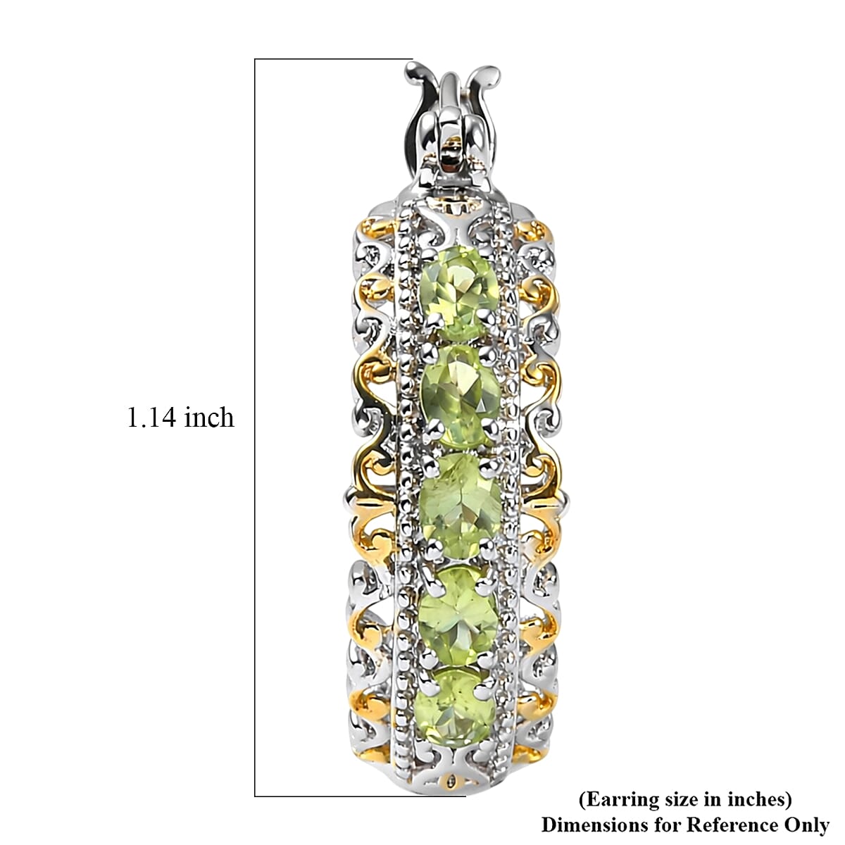 EverTrue Arizona Peridot Hoop Earrings in 18K Yellow Gold Plated and Platinum Bond 1.90 ctw
