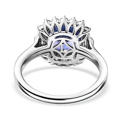 Certified & Appraised AAA Tanzanite, Luxuriant Lab Grown Diamond Ring in 10K White Gold 3.80 ctw (Size 10.0)
