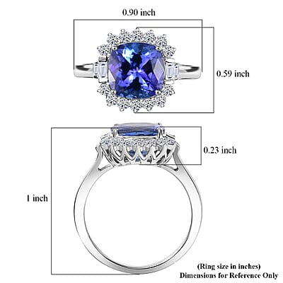 Certified & Appraised AAA Tanzanite, Luxuriant Lab Grown Diamond Ring in 10K White Gold 3.80 ctw (Size 10.0)