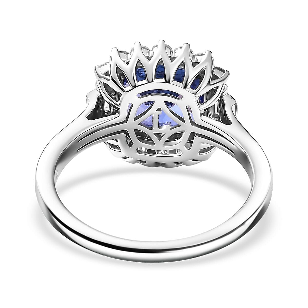 Doorbuster Certified & Appraised AAA Tanzanite and Luxuriant Lab Grown Diamond G-H SI 3.70 ctw Ring in 10K White Gold (Size 6.0) image number 4