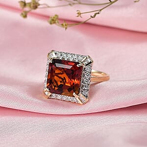 Certified & Appraised AAA Santa Ana Madeira Citrine, Diamond Art Deco Ring in 10K Yellow Gold 8.50 ctw (Size 6.0)