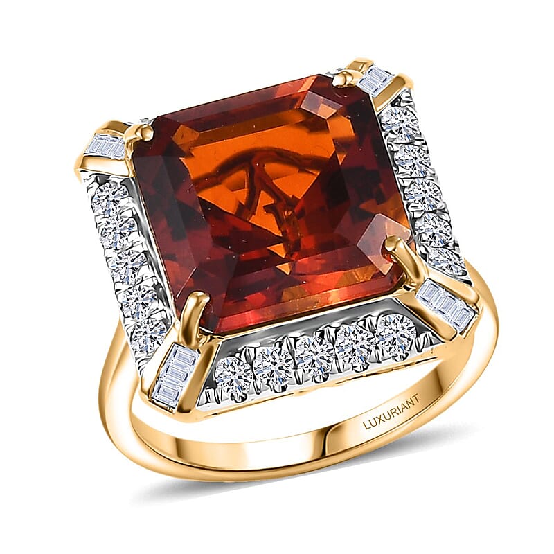 Certified & Appraised AAA Santa Ana Madeira Citrine, Diamond Art Deco Ring in 10K Yellow Gold 8.50 ctw (Size 7.0)