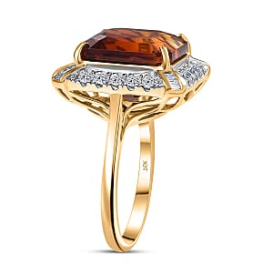 Certified & Appraised AAA Santa Ana Madeira Citrine, Diamond Art Deco Ring in 10K Yellow Gold 8.50 ctw (Size 7.0)
