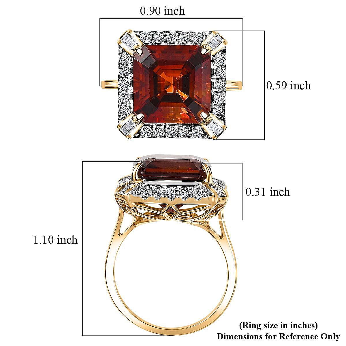 Certified & Appraised 10K Yellow Gold AAA Santa Ana Madeira Citrine, Luxuriant Lab Grown Diamond (G-H, SI) Ring (Size 10.0) (4.41 g) 8.50 ctw image number 5