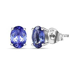 Doorbuster Luxoro Premium Tanzanite 2.10 ctw Solitaire Stud Earrings in 10K White Gold
