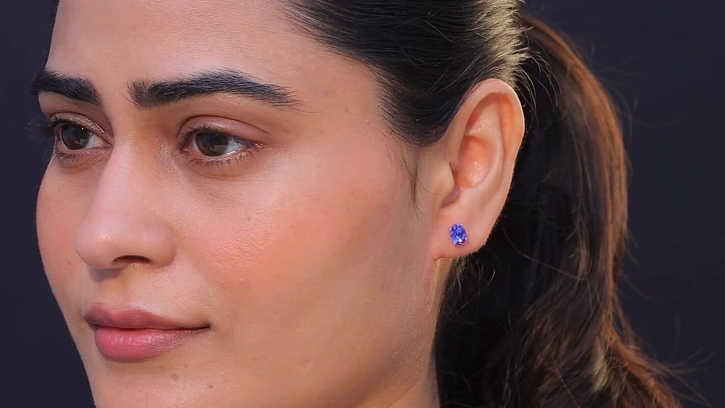 Doorbuster Luxoro 10K White Gold Premium Tanzanite Solitaire Stud Earrings 2.10 ctw