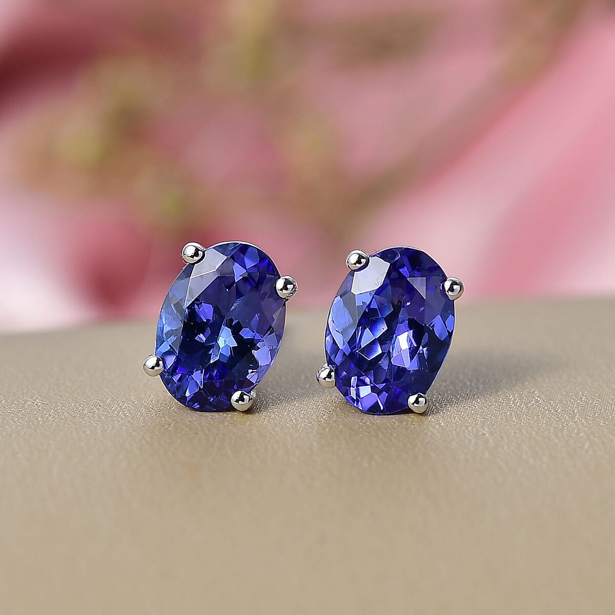 Doorbuster Luxoro Premium Tanzanite 2.10 ctw Solitaire Stud Earrings in 10K White Gold image number 1