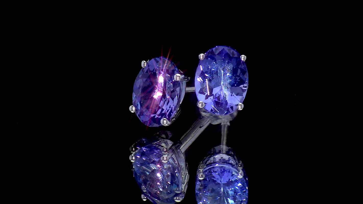 Doorbuster Luxoro 10K White Gold Premium Tanzanite Solitaire Stud Earrings 2.10 ctw