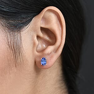 Luxoro Tanzanite Solitaire Stud Earrings in 10K White Gold 2.10 ctw