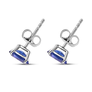 Luxoro Tanzanite Solitaire Stud Earrings in 10K White Gold 2.10 ctw