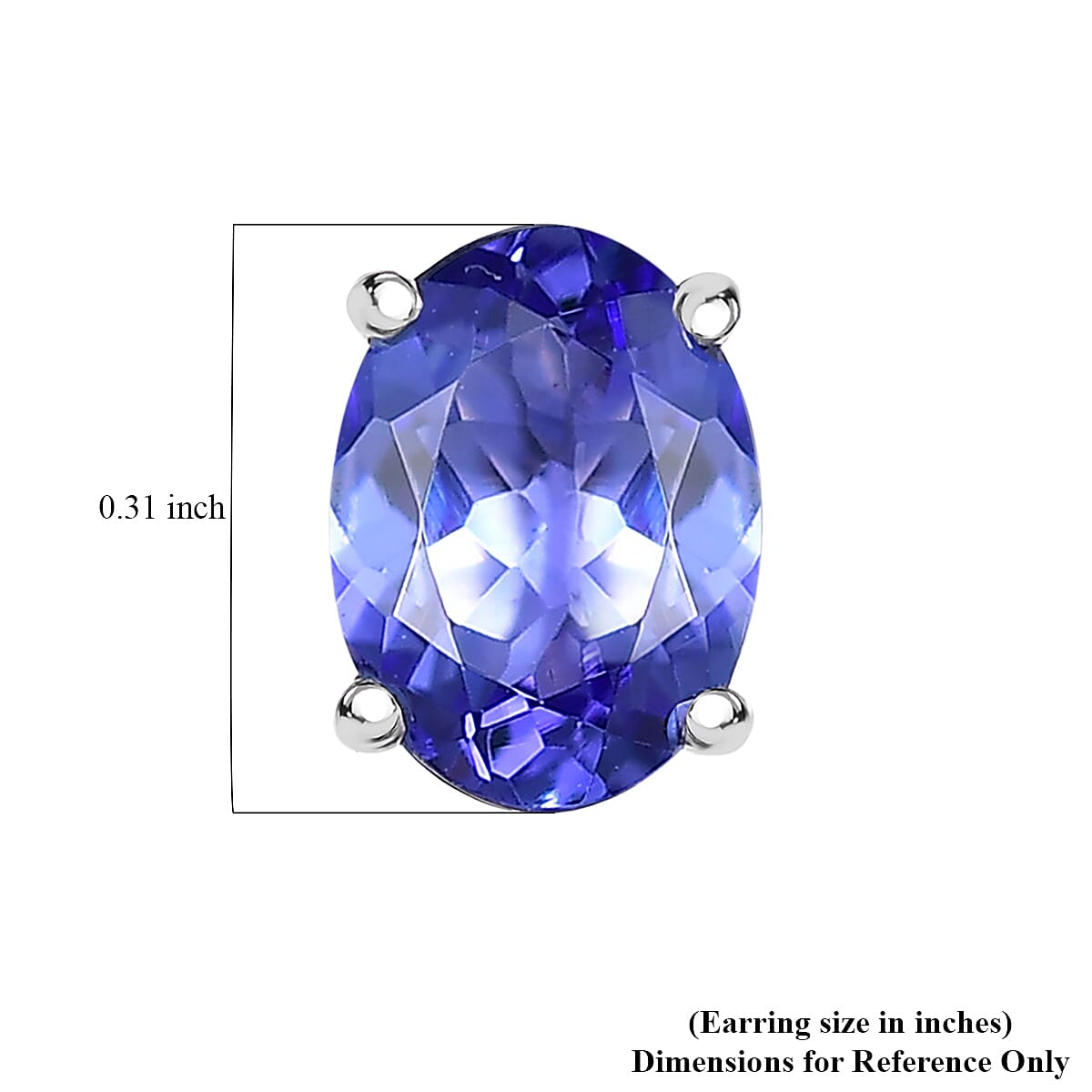 Luxoro Tanzanite Solitaire Stud Earrings in 10K White Gold 2.10 ctw