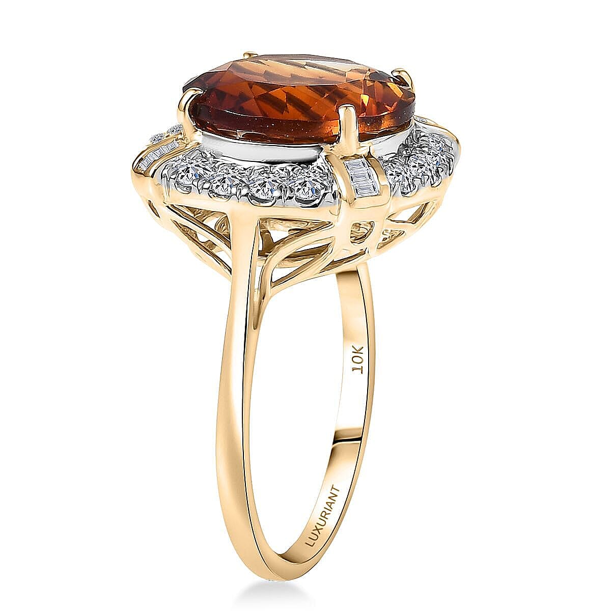 AAA Santa Ana Madeira Citrine, Lab Grown Diamond Ring in 10K Yellow Gold 6.50 ctw (Size 5.0) image number 2