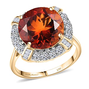 Doorbuster AAA Santa Ana Madeira Citrine and Luxuriant Diamond G-H SI 6.50 ctw Ring in 10K Yellow Gold (Size 6.0)