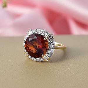 Certified & Appraised AAA Santa Ana Madeira Citrine, Lab Grown Diamond Ring in 10K Yellow Gold 6.50 ctw (Size 6.0)