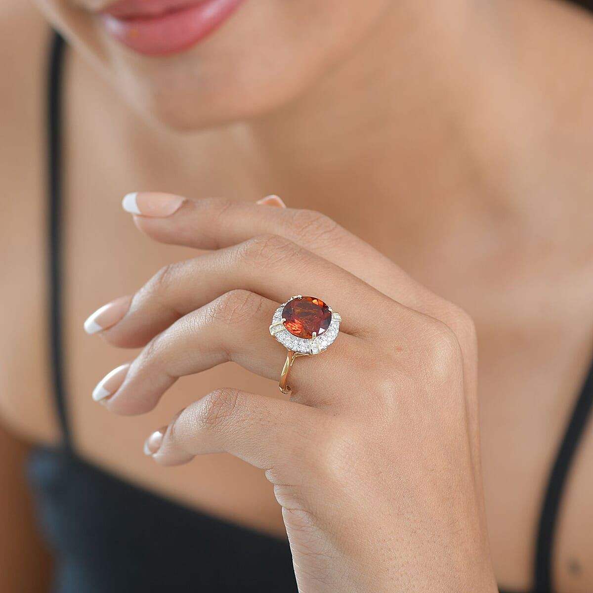 Collector's Edition AAA Madeira Citrine, Lab-Grown Diamond Ring in 10K Yellow Gold 6.50 ctw (Size 7.0) image number 2