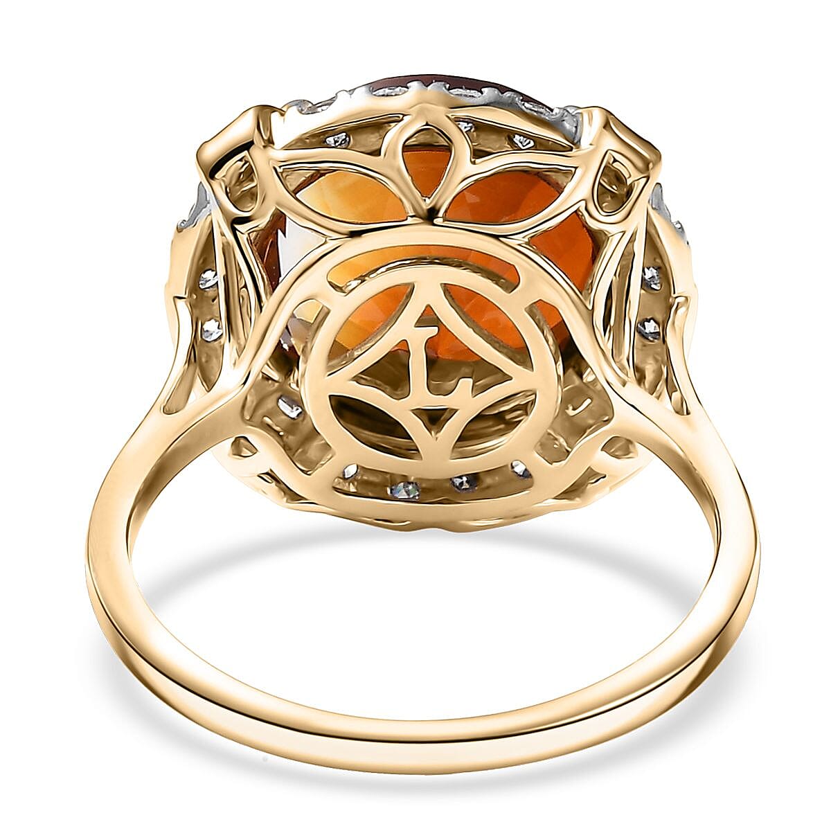 Collector's Edition AAA Madeira Citrine, Lab-Grown Diamond Ring in 10K Yellow Gold 6.50 ctw (Size 7.0) image number 4